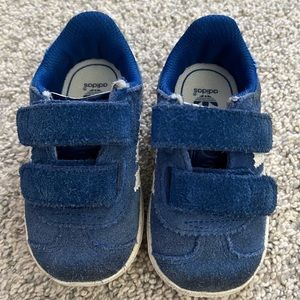 Baby boy blue and white Velcro adidas sneakers